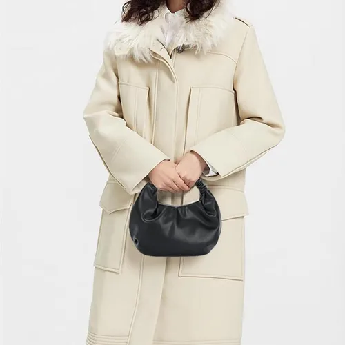 Vista 3 de Mini bolsos de mano tipo hobo para mujer, bolsos de mano de cuero suave para mujer en forma de nube con asa superior