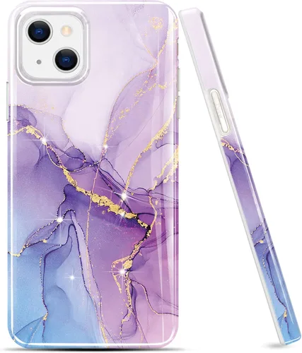 Vista 8 de luolnh Funda dorada brillante compatible con iPhone 14, diseño de mármol, a prueba de golpes, de silicona suave, a prueba de golpes, funda