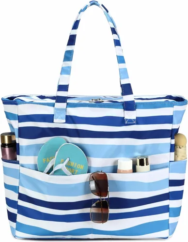 Vista 40 de Bluboon - Bolsa de playa impermeable para mujer, extra grande, con compartimento húmedo, para llevar de fin de semana, bolsa de piscina para viajes
