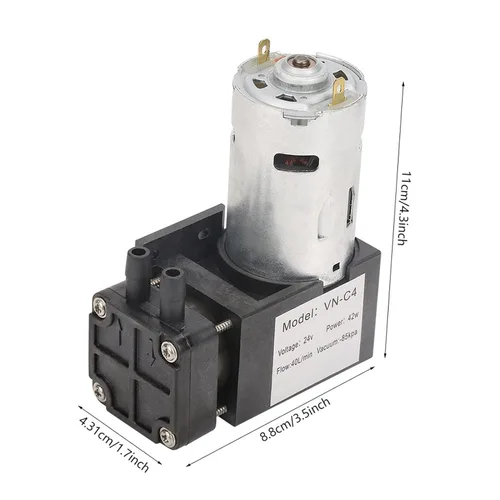 Vista 2 de Mini bomba de vacío sin aceite de DC 24V, pequeña bomba sin aceite de -85KPa 40L/min para aire de gas