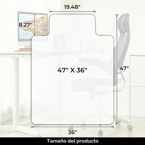 Vista 7 de Tapete para silla de oficina para suelos de madera dura, 36 x 47 pulgadas, protector de piso resistente, fácil de limpiar