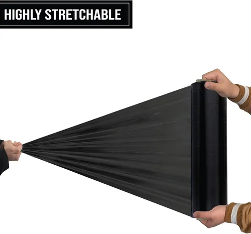 Vista 4 de 8NET - Envoltura elástica resistente de 18 pulgadas x 1500 pies, calibre 80, película retráctil de plástico negro, antideslizante de 192 rollos