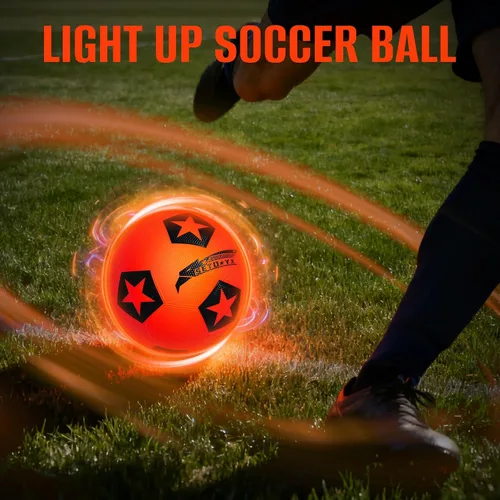 Vista 2 de Balón de fútbol iluminado, pelota de fútbol que brilla en la oscuridad con LED, juegos de equipo deportivo nocturno de tamaño 5, regalos