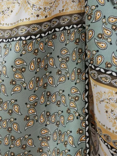 Vista 4 de ZAFUL Falda bohemia para mujer, faldas asimétricas atadas con estampado floral de cachemira y cintura alta, faldas fruncidas para mujer