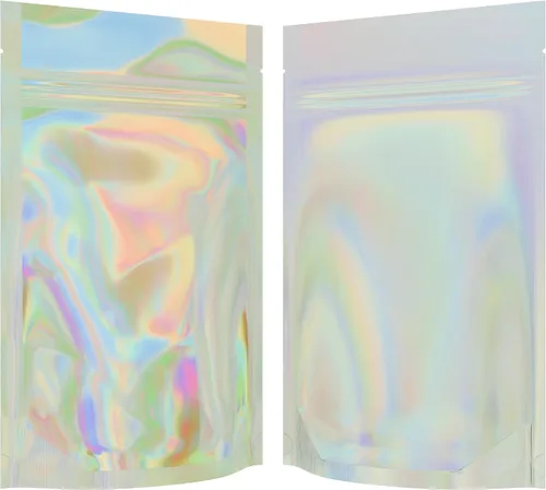 Vista 44 de Bolsas de barrera estilo Mylar – Cremallera con sellado térmico – 100 bolsas (negro brillante/transparente, 0.04 oz - 3 x 4.5 pulgadas)