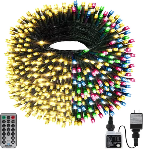 Vista 10 de Haili - Guirnalda de 105 pies de longitud y 300 luces LED para árbol de Navidad al aire libre, impermeables, con certificación UL, 8 modos de Varios