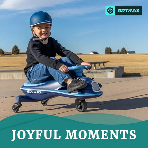 Vista 2 de Gotrax WG1 Auto eléctrico oscilante para niños, batería grande de 12V hasta 120 minutos de tiempo de juego, altavoz de música y ruedas con luces