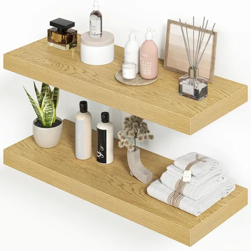 Vista 26 de Heimlove Juego de 2 estantes flotantes de 16 pulgadas para pared, estante negro para baño pequeño, dormitorio, sala de estar, cocina, decoración