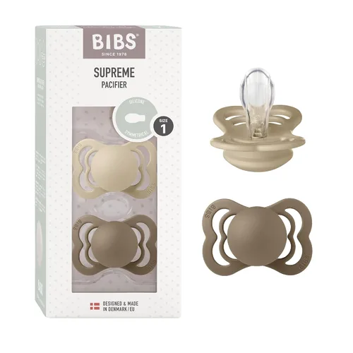 Vista 17 de BIBS Supreme Chupete para Bebé Paquete de 2 Hecho en Dinamarca Chupete Tranquilizador Sin BPA, Pezón Simétrico. Silicona, Talla 1 (0-6 Meses)
