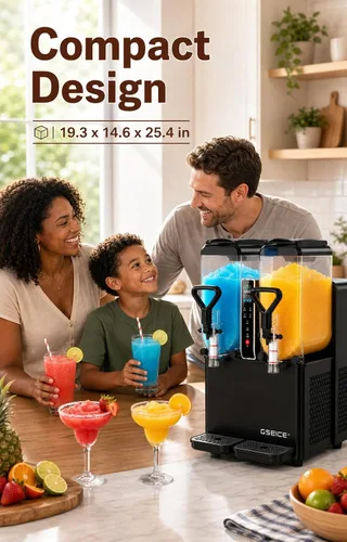 Vista 2 de GSEICE Máquina de granizado 8L/4.23Gal x 2 tanque para uso comercial y Negro - 4.23Gal 2Tank