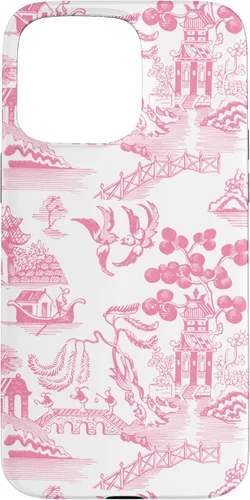 Vista 31 de Preppy Pink Willow Pattern Chinoiserie Toile Case for iPhone 17