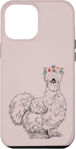 Vista 26 de Silkie Chicken with Floral Headband Farm Animal Funda para iPhone 17