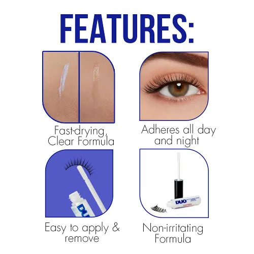 Vista 4 de Duo - Adhesivo para tiras de pestañas postizas Quick-Set que se seca en color transparente, 0.18 onzas, 1 paquete