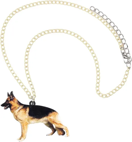 Vista 4 de DOWAY - Collar de acrílico con colgante de pastor alemán, diseño de perro