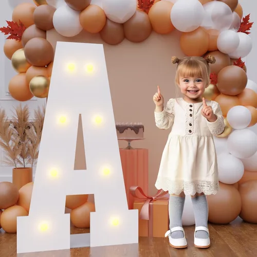 Vista 7 de Letras de marquesina de 3 pies de alto, letras y para decoraciones de fiesta de cumpleaños Light up Letters without Sidewalls, Lightweight Foam
