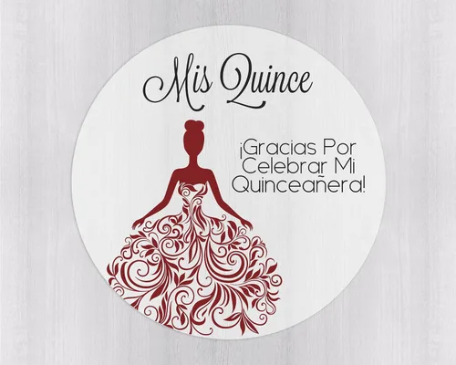 Vista 14 de Calcomanías de quinceañera de 40 quilates, membrillo Mis, español o inglés para cumpleaños número 15 (027-E-BK-C) (inglés - negro - transparente)