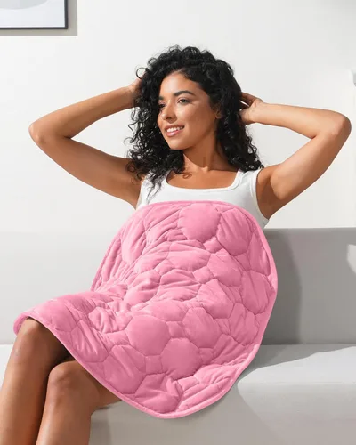 Vista 13 de Kivik Manta con peso para adultos, almohadilla de peso de 7 libras, manta pesada pequeña, almohadillas portátiles de viaje, regalos cálidos
