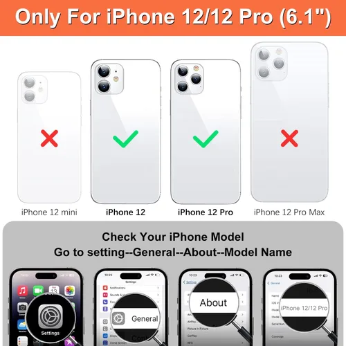 Vista 2 de iCoverCase Compatible con iPhone 12/12 Pro Wallet Funda para teléfono con tarjetero para mujer, bloqueo RFID en relieve de piel sintética con correa