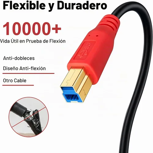 Vista 5 de Tan QY Cable USB 3.0 A-macho a B-Macho de 1 pie, para impresora/disco duro