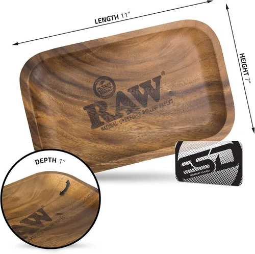 Vista 3 de RAW Bandeja rodante de madera Tamaño – Pequeño Madera resistente diseñada por RAW con esquinas curvas, sin arrugas