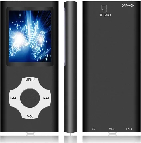 Vista 3 de Hotechs - Reproductor de MP3, reproductor de música MP3 con tarjeta SD de memoria de 32 GB, pantalla LCD digital clásica delgada de 1.82 pulgadas