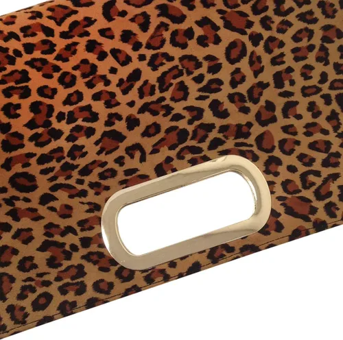 Vista 7 de JNB Embrague de leopardo pequeño con asa superior de ante sintético