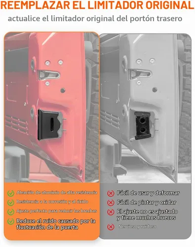 Vista 4 de Savadicar TL01 Limitador de puerta trasera, pestillo de puerta trasera del maletero de aleación de aluminio, tapón de puerta trasera para Jeep Negro