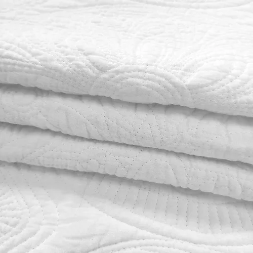Vista 2 de Brandream Juego de ropa de cama Queen de 6 piezas de algodón blanco y beige, juego de ropa de cama de granja festoneada