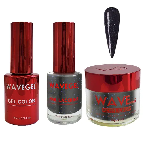 Vista 81 de WAVEGEL - Juego de gel de remojo, laca de uñas y polvo acrílico y polvo de inmersión a juego - Colección Queen - #001 Negro sedoso