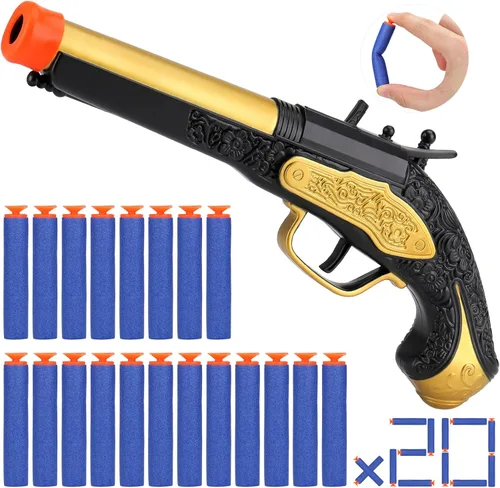 Vista 2 de Juguete de espuma pirata pirata para niños de 3 a 5 años, pistola pirata con 20 dardos de espuma suave, accesorio de disfraz de pirata de Halloween