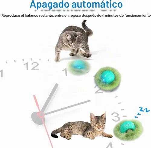 Vista 5 de Waaiio Juguetes interactivos para gatos de interior, bola de gato móvil automática en bolsa, estimulación de chirridos, juego de ejercicios