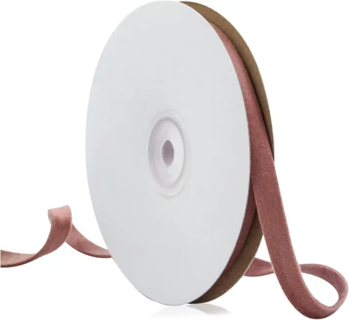 Vista 10 de Cinta de terciopelo de doble cara de 3/8 pulgadas, 10 yardas de cinta de terciopelo para decoración de coronas de Navidad, envoltura de regalos Camel