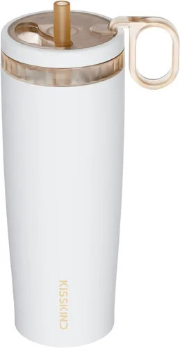 Vista 18 de KISSKIND Leakproof Iced Coffee Tumbler 20 oz, Insulated Ceramic Lined Cup