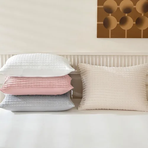 Vista 9 de WARMDERN - Fundas de almohada beige tamaño queen, fundas de almohada estándar, juego de 6 fundas de almohada de microfibra suave, textura boho