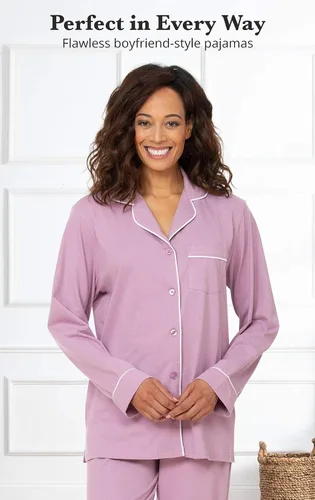 Vista 86 de PajamaGram Conjunto de pijama para mujer – Pijama para mujer, jersey novio, 100% algodón
