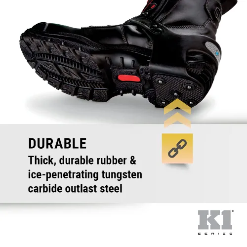 Vista 4 de Tacos de hielo K1 Heel-Stop - Ayudas de tracción para hombres y mujeres en nieve de invierno, picos de acero
