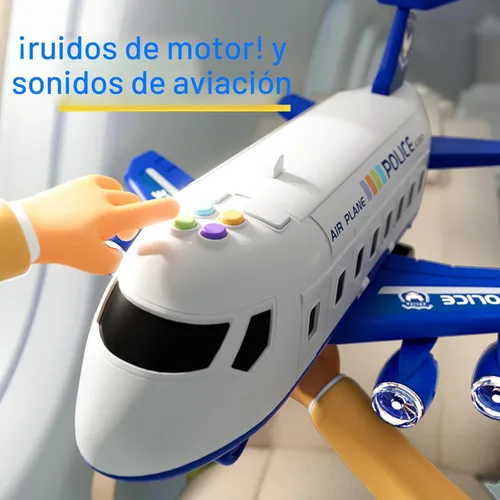 Vista 8 de Juguete de Avión Pista de Carreras para Niños, Plegable de 4 Capas Juego de Pista de Coche para Niños Pequeños, Avión de Juguete Transportador