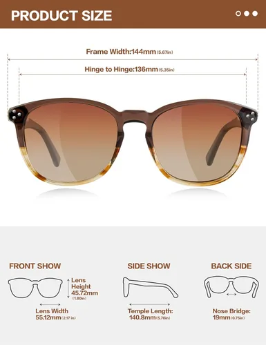 Vista 33 de Gafas de sol polarizadas para mujer con protección UV para mujer, a la moda, grandes sombras con marco de acetato BC2110
