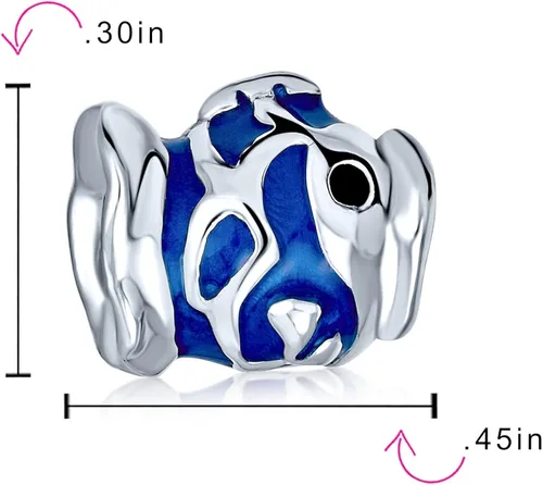 Vista 3 de Ocean Blue Enamel Siren Mermaid Aquatic Nautical Sea Blow Fish Octopus Vacation Charm Bead For Women Teen .925 Sterling Silver Fits European Bracelet