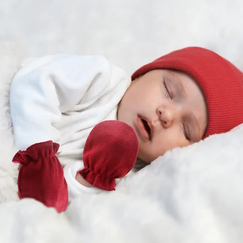 Vista 5 de BQUBO Newborn Infant Toddler Mittens No Scratch Cotton Elastic Wrist Gloves Hypoallergenic for 0-6 Months Baby Boys Girls