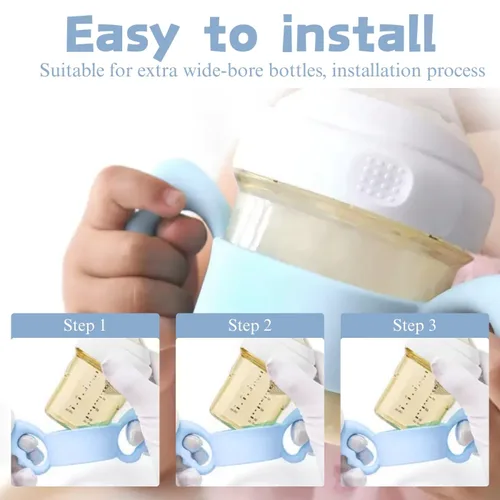 Vista 5 de Paquete de 4 asas de botella compatibles con botellas de silicona reutilizables Boon Nursh, bonito diseño de alas, soporte de botella de silicona