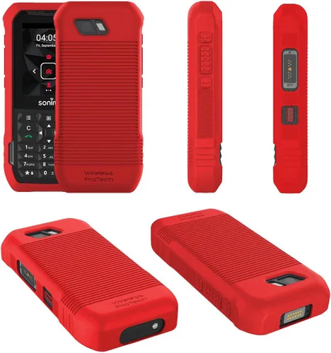 Vista 8 de Sonim XP5S - Funda de gel de silicona para Sonim XP5s XP5800 y funda de nailon balístico de grado militar por Wireless ProTECH (rojo)