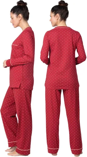 Vista 18 de PajamaGram Pijamas para mujer - Conjuntos de pijamas para mujer, camiseta sin botones, 100% algodón