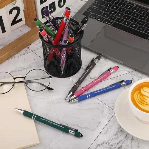 Vista 7 de Fuutreo 12 bolígrafos inspiradores con citas motivacionales, para compañeros de trabajo, oficina, profesores, tinta negra de 0.039 pulgadas