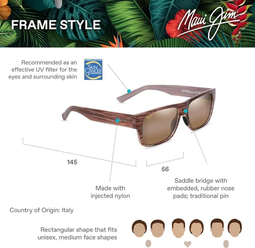 Vista 6 de Maui Jim Gafas de sol rectangulares Keahi