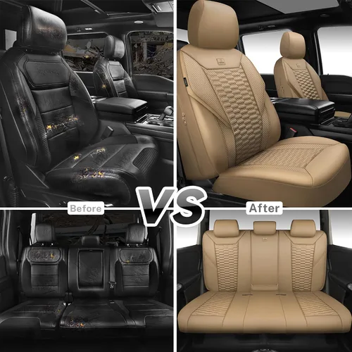 Vista 7 de CAR PASS Juego completo de fundas para asientos de coche de malla de espuma 3D de cuero, fundas para asientos de coche de malla transpirable