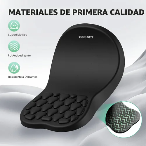 Vista 5 de TECKNET Alfombrilla ergonómica para mouse con reposamuñecas, diseño de masaje suave y cómodo Memory Foam and Non-Slip PU Base for Pain Relief