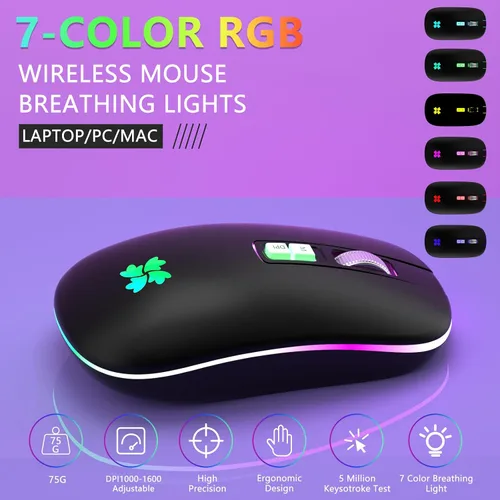 Vista 3 de besky Ratón recargable inalámbrico, mouse portátil silencioso para A-Negro