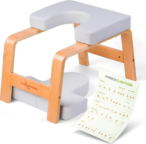 Vista 7 de BODY RHYTHM Banco de yoga para cabeza, silla de inversión para yoga, entrenador de cabeza para aliviar el estrés, mejorar el sueño y la digestión