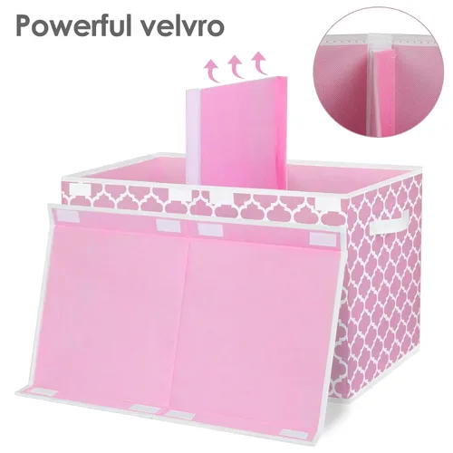 Vista 4 de homyfort Caja de juguetes para niñas, niños – Organizadores grandes de cofre de juguetes y cajas de almacenamiento con tapa abatible y divisor